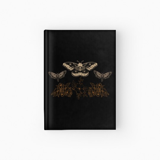 Fairy Hardcover Journal, Fairycore Luna Moths Floral Grunge