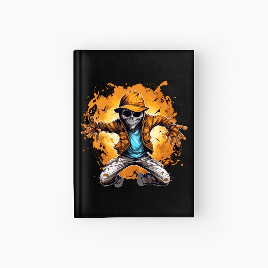 Halloween Skeleton Dabbing Hip Hop Hardcover Journal