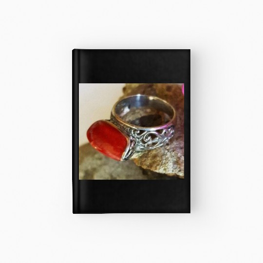 Red Coral sterling silver ring for women Hardcover Journal