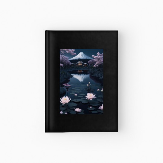 Asia Landscape by night Serene Mount Fuji Hardcover Journal