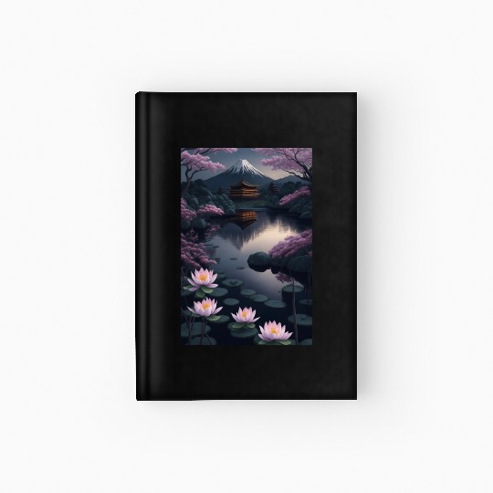 Asia Landscape by night Serene Mount Fuji Hardcover Journal