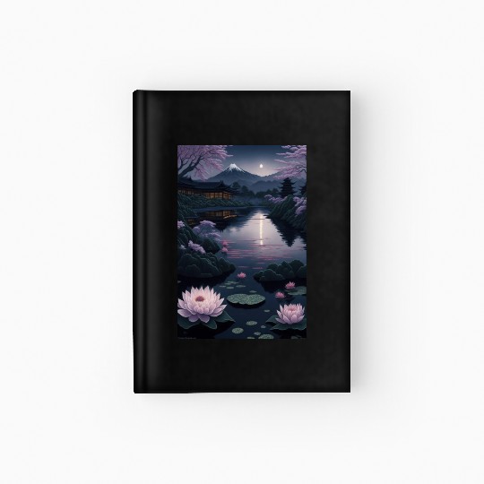 Asia Landscape by night Serene Mount Fuji Hardcover Journal