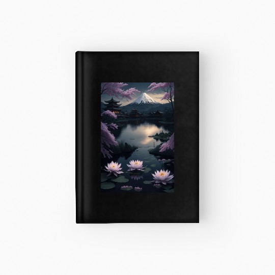 Asia Landscape by night Serene Mount Fuji Hardcover Journal