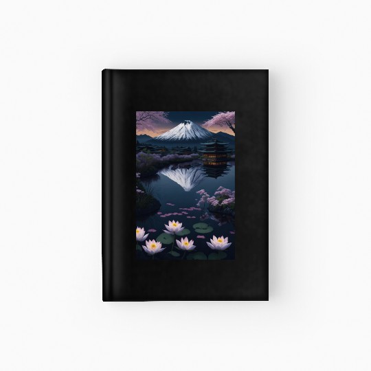 Asia Landscape by night Serene Mount Fuji Hardcover Journal