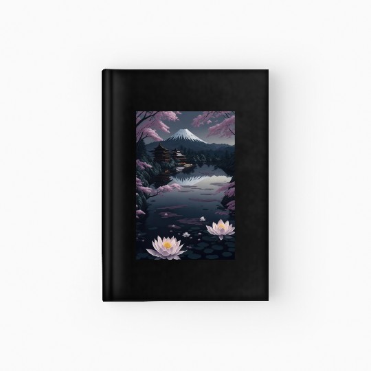 Asia Landscape by night Serene Mount Fuji Hardcover Journal