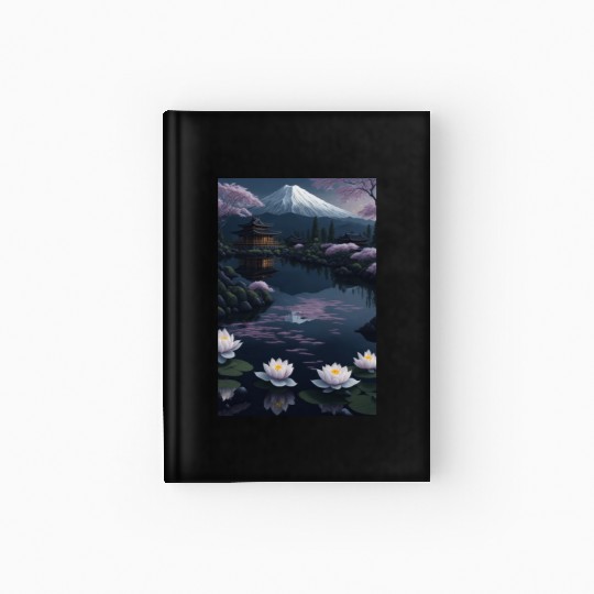 Asia Landscape by night Serene Mount Fuji Hardcover Journal