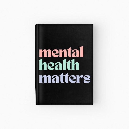 Mental Health Matters | Retro Quote Pastel Rainbow Hardcover Journal