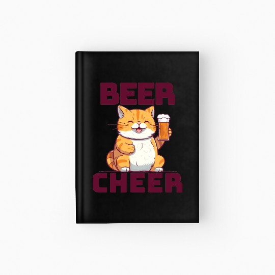 Cute Cat Beer Cheer Hardcover Journal