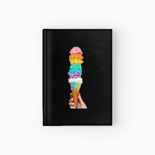 Ice Cream Lover Rainbow Ice Cream Cone Hardcover Journal
