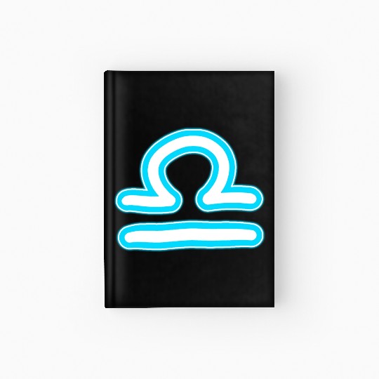Libra Zodiac Sign Neon Blue Hardcover Journal