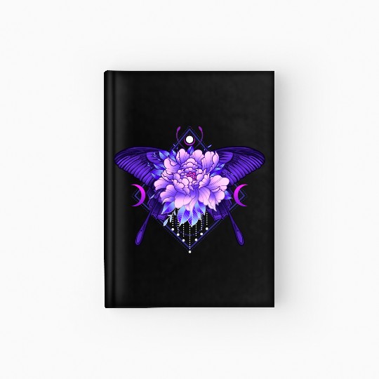 Peony Butterfly geometric tattoo Hardcover Journal
