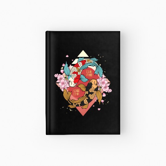 Kawaii Cherry Blossom Koi Fish Japanese Sakura Hardcover Journal