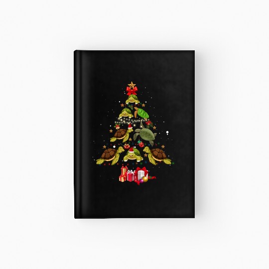 Funny Turtle Christmas Tree Hardcover Journal Sea Turtle Lover