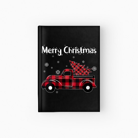 Merry Tree Wagon Buffalo Plaid Truck Hardcover Journal