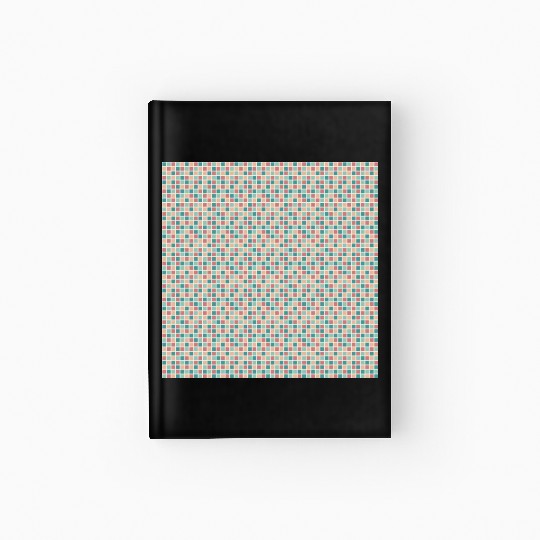 Retro Checkered Pattern Yellow Teal Coral Hardcover Journal