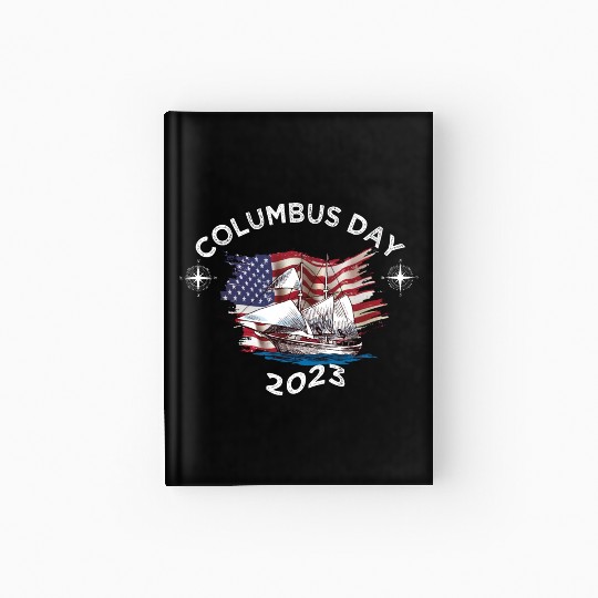 Exploring Columbus Day Compasses USA Flags Hardcover Journal