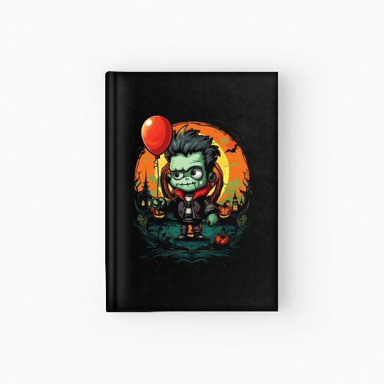 Balloon Halloween Trick Or Treat Spooky Boo Ghost Hardcover Journal