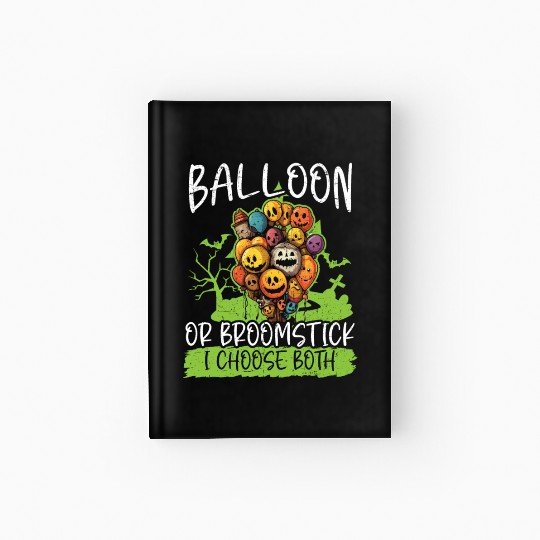 Balloon Halloween Trick Or Treat Spooky Boo Ghost Hardcover Journal