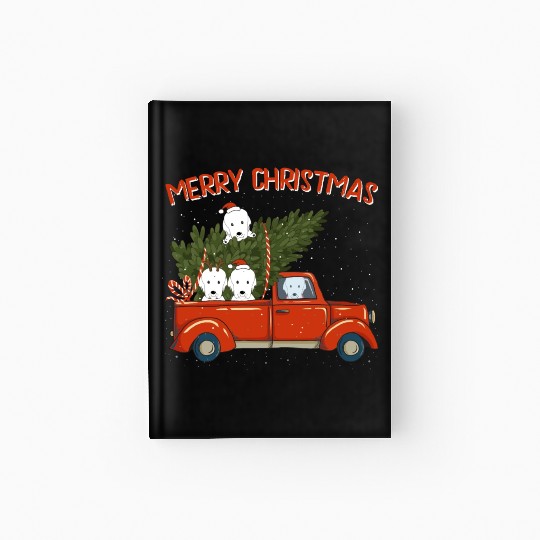 Great Pyrenees Xmas Vintage Red Pickup Hardcover Journal