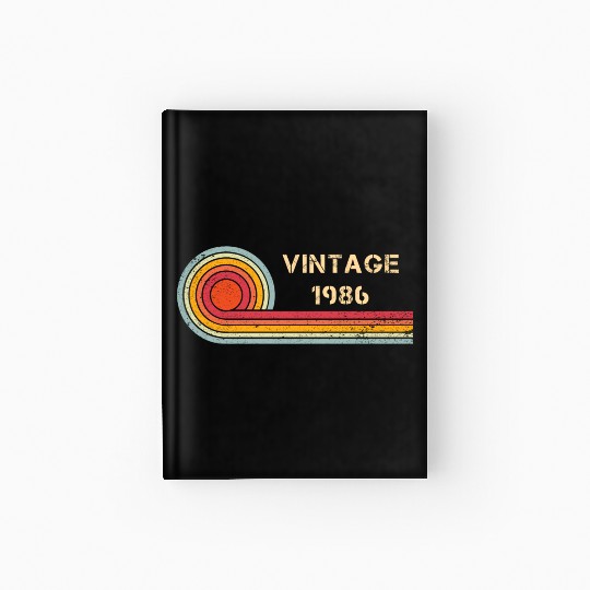 Vintage 1986 birthday retro design Hardcover Journal