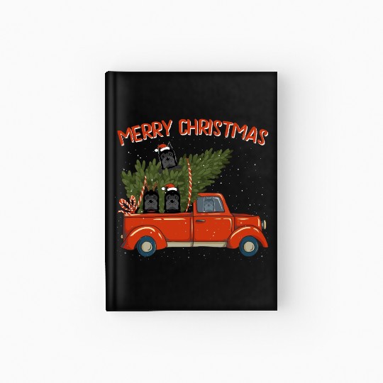 Cane Corso Xmas Vintage Red Pickup Retro Truck Hardcover Journal