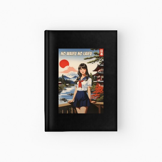 Funny Retro Art Style Anime Girl Japan Waifu Humor Hardcover Journal