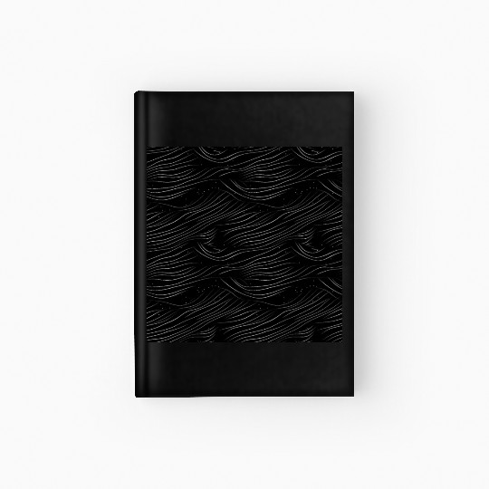 Monochrome Elegance: White Abstract Lines on Black Hardcover Journal