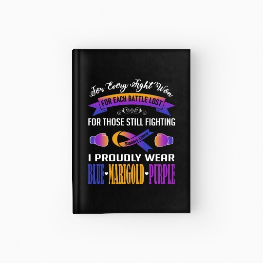 I Proudly Wear Blue Marigold Purple Bladder Cancer Hardcover Journal