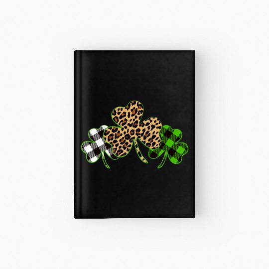 St Patricks Day Leopard Print Plaid Shamrock Hardcover Journal