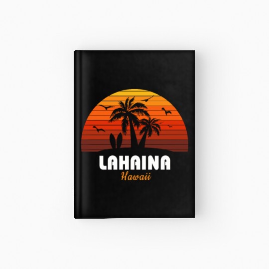 Retro Lahaina Maui Hawaii Sunset Cool Vintage Hardcover Journal