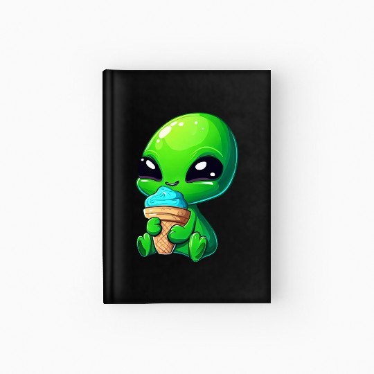 Alien Extraterrestrial Ice Blue Green Hardcover Journal