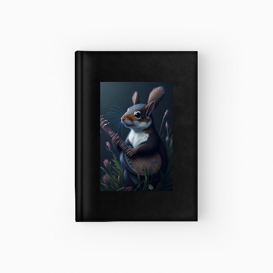 Aesthetic Cottagecore Floral Cute Squirrel Playing Hardcover Journal