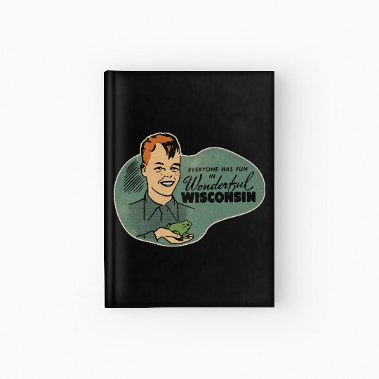 Vintage Wisconsin Tourist Frog Weird Kid Hardcover Journal