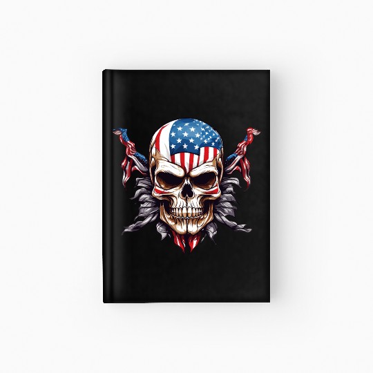 A skull color America flag Hardcover Journal Design