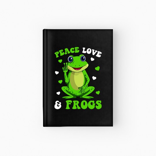 Peace Love Frogs Lover Frog Kids Girls Women Hardcover Journal