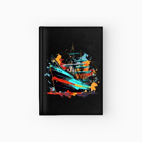 90s Ship In Vintage Age Graphic Hardcover Journal