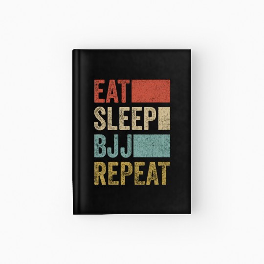 Stylish Retro 70´s Eat Sleep BJJ Repeat Hardcover Journal