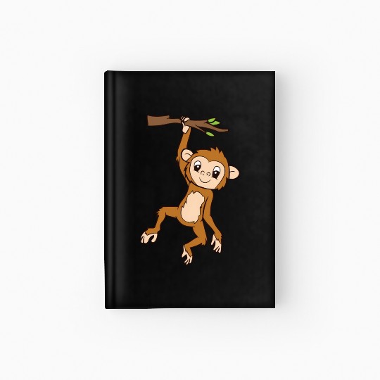 Monkey Hanging On Branch Ape Monkey Hardcover Journal