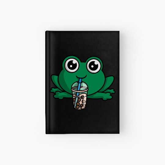 Bubble Boba Tea Drink Frog Cute Anime Kawaii Toad Hardcover Journal