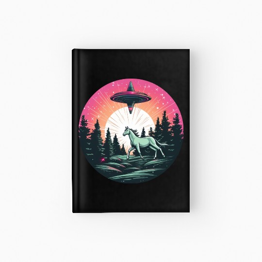 UFO Abduction: Alien Abducts Horse at Sunset Hardcover Journal
