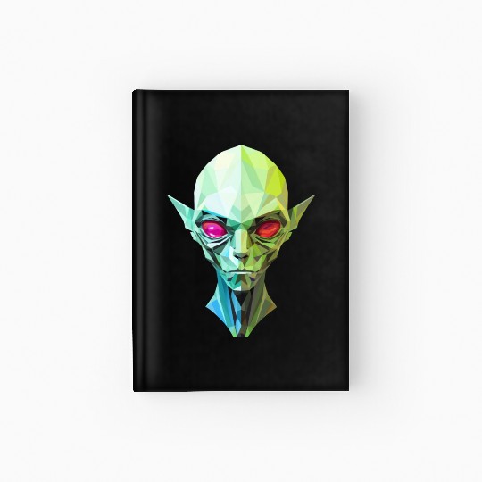 Polygonal Alien: Portrait with Red Eyes Hardcover Journal