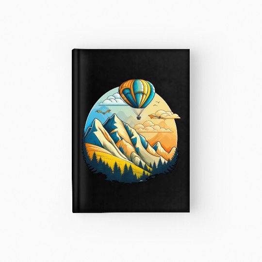Hot air balloon over the mountains Hardcover Journal