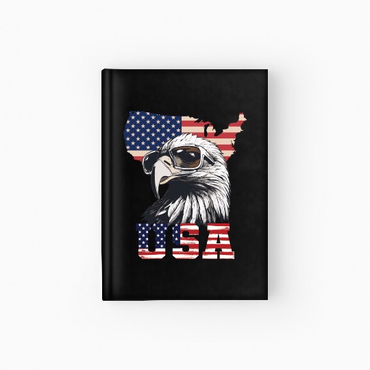 gift idea bald eagle american flag Hardcover Journal