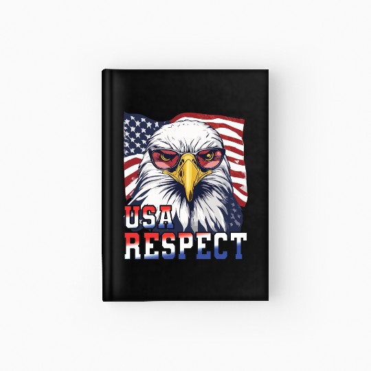 gift idea bald eagle american flag Hardcover Journal