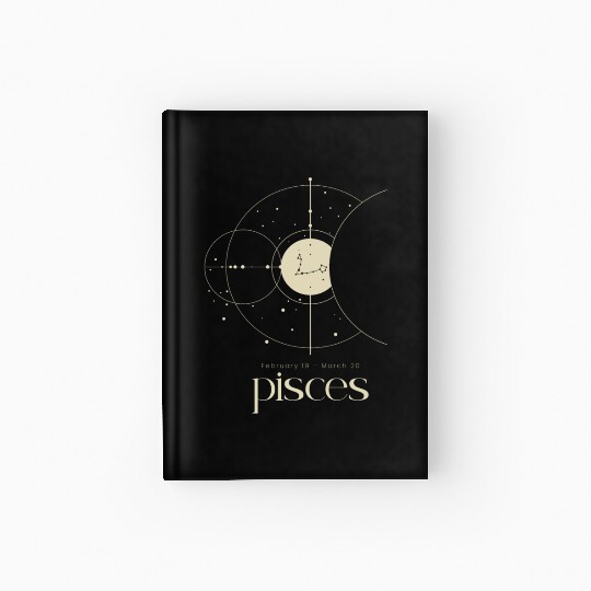 Minimalist Pisces Zodiac Astrology Moon Stars Hardcover Journal