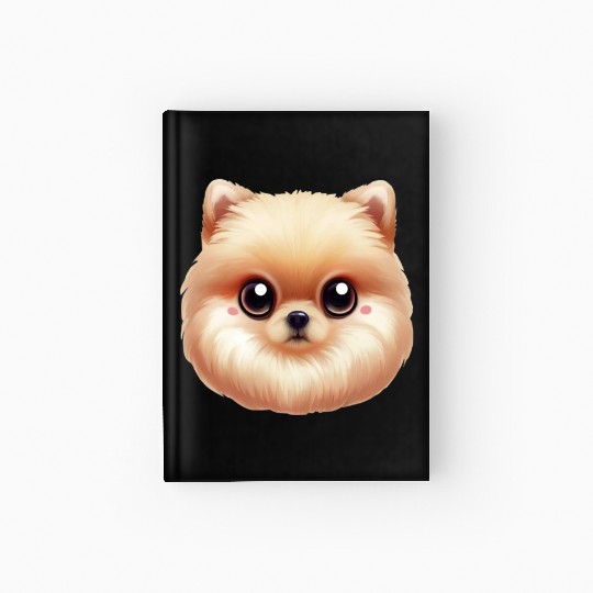 Playful Pomeranian Artwork Hardcover Journal