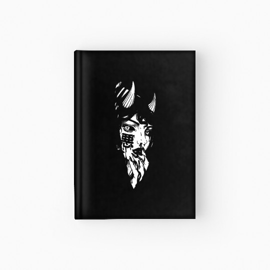 Evil Girl Japanese Cyberpunk Black and White Hardcover Journal
