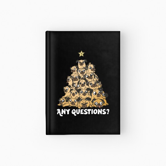 Pug Christmas Pug Santa Pug ornament Pug tree Pug Hardcover Journal