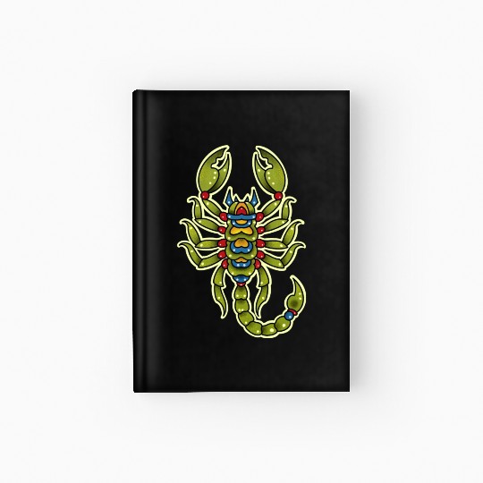 Neotraditional Scorpio In Green Hardcover Journal