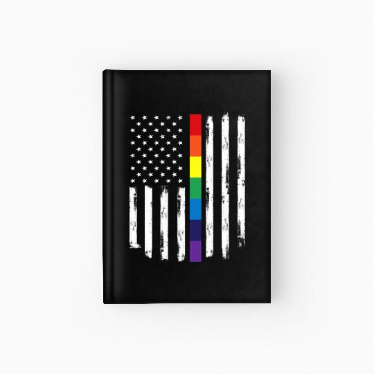 LGBTQ Rainbow USA America Flag Gift Idea Hardcover Journal